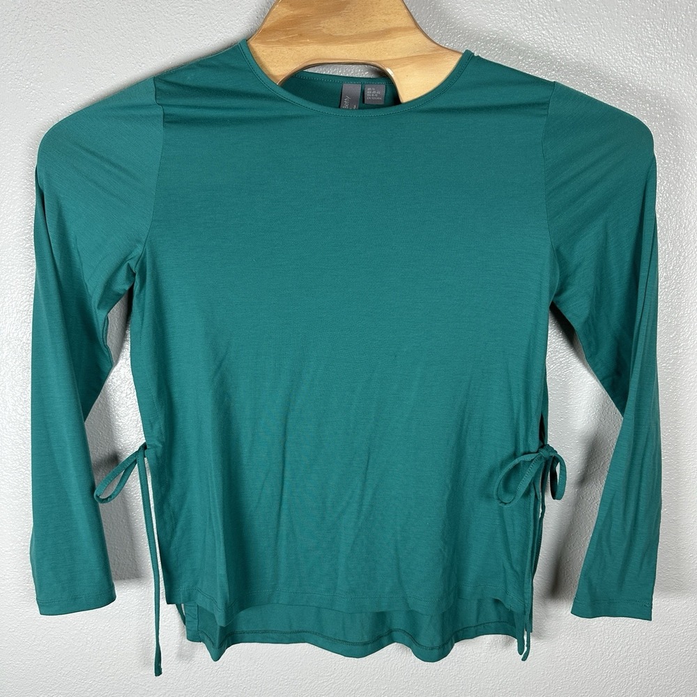 Sweaty Betty Tie Side Yoga‎ Long Sleeve Top Womens Size 8-10 Teal Athleisure